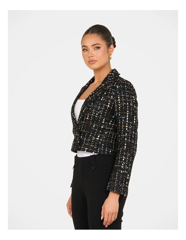 Bonnie Cropped Jacket in Black image 3