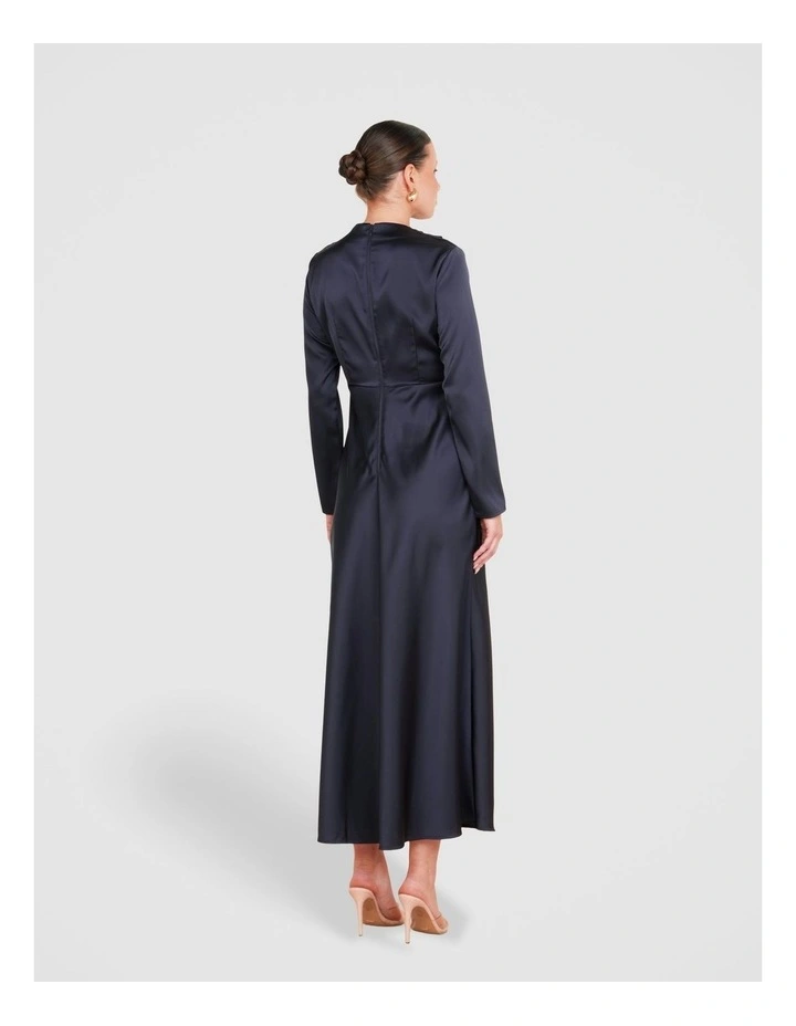 Dina Long Sleeve Satin Dress in Blue image 2
