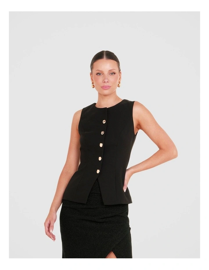 Yuema Longline Vest Top in Black image 1
