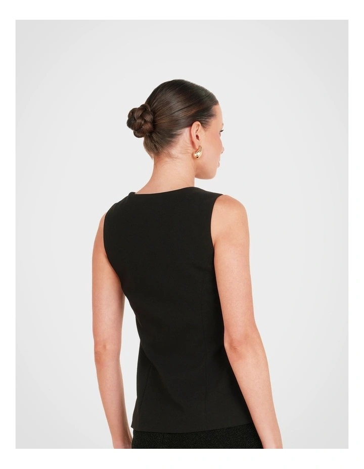 Yuema Longline Vest Top in Black image 2