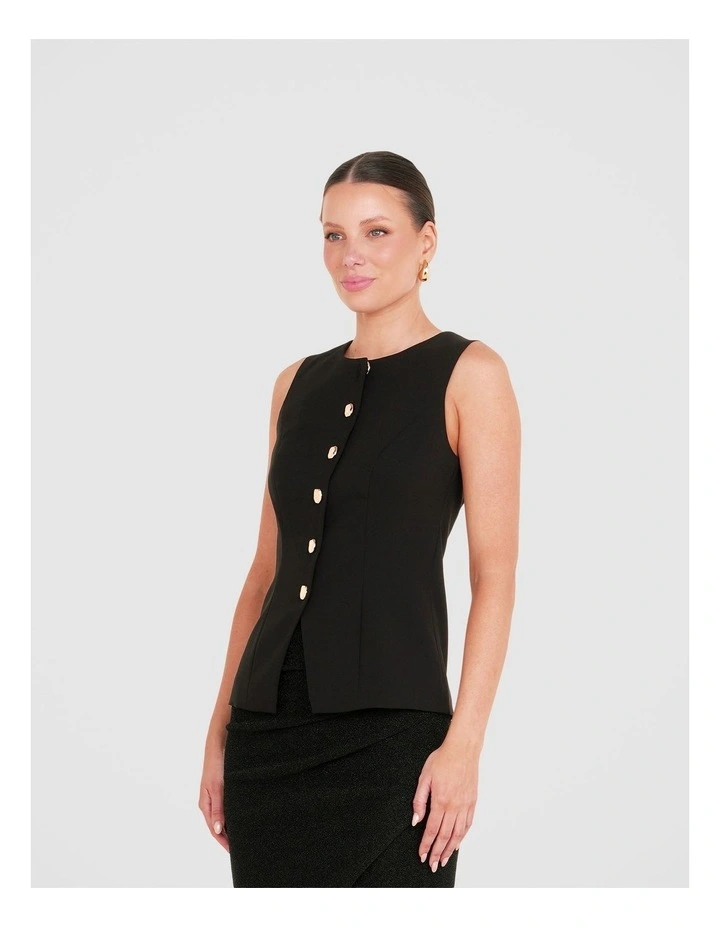 Yuema Longline Vest Top in Black image 3