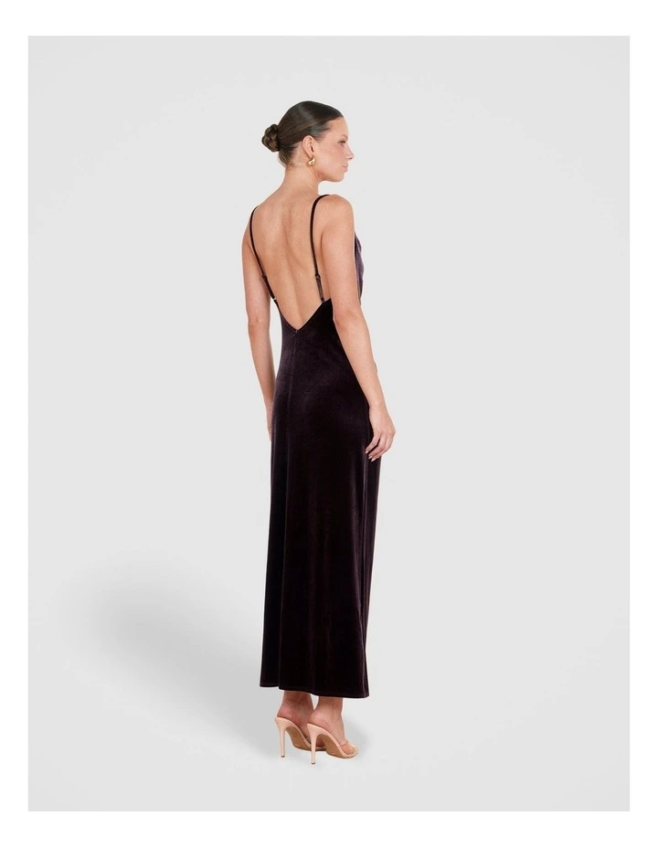 Lauren Cowl Velvet Maxi Dress in Brown image 2