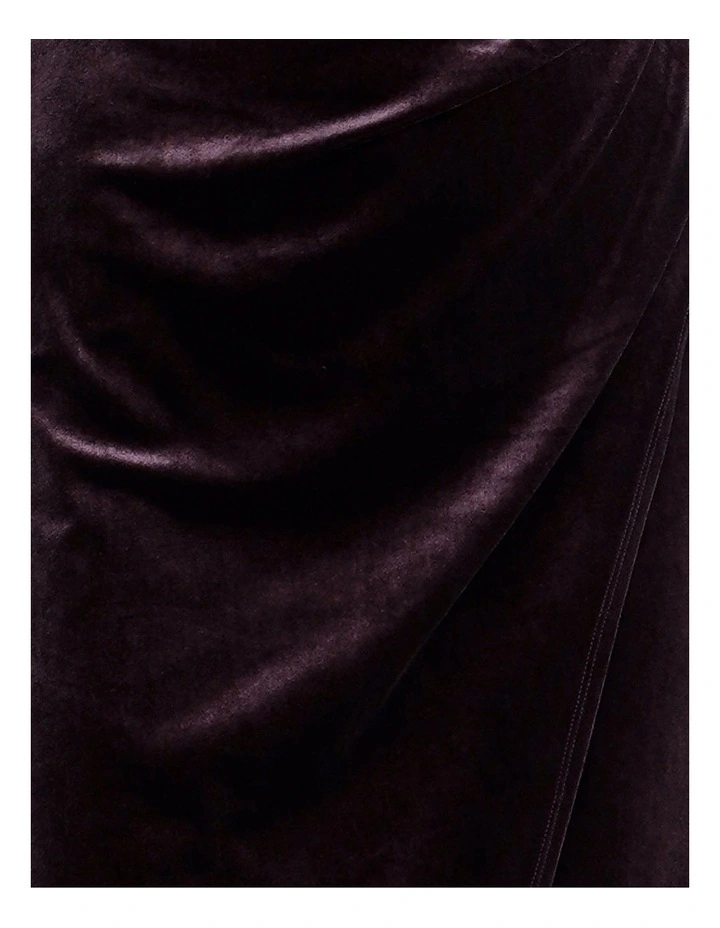 Lauren Cowl Velvet Maxi Dress in Brown image 6
