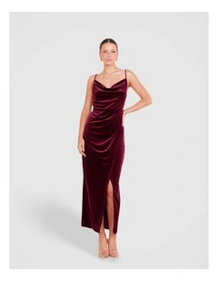 Lauren Cowl Velvet Maxi Dress in Plum