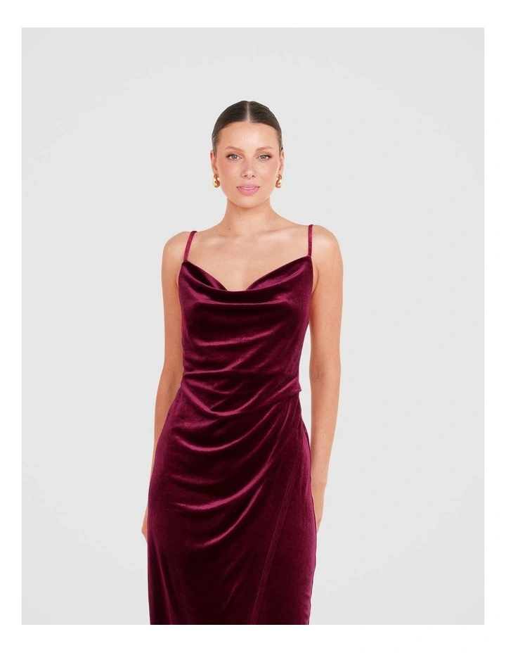 Lauren Cowl Velvet Maxi Dress in Plum image 4