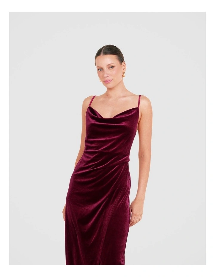 Lauren Cowl Velvet Maxi Dress in Plum image 5