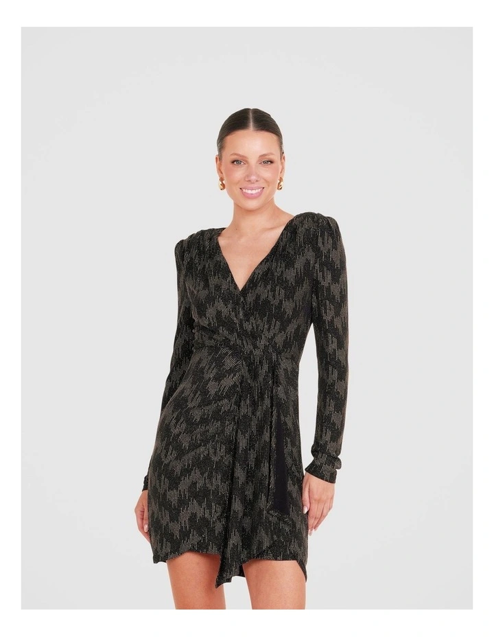 Maya Long Sleeve Mini Dress in Black image 1