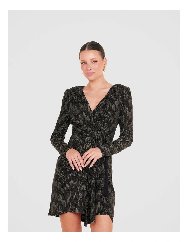 Maya Long Sleeve Mini Dress in Black image 4