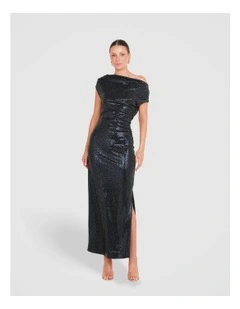 Sandy One Shoulder Maxi Dress in Blue