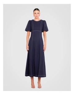 Zaffi Puff Sleeve Maxi Dress in Blue