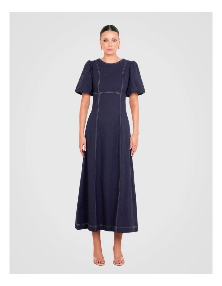 Zaffi Puff Sleeve Maxi Dress in Blue image 1