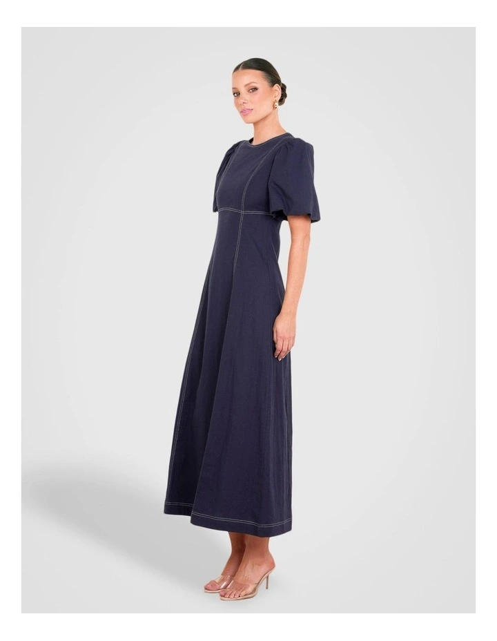 Zaffi Puff Sleeve Maxi Dress in Blue image 3