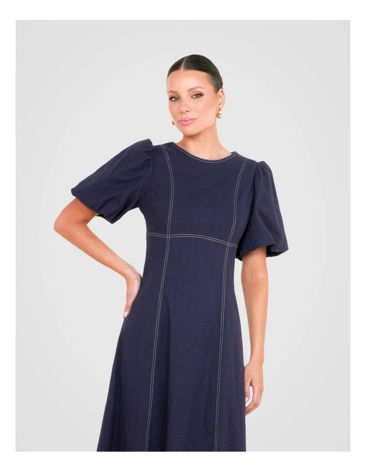Zaffi Puff Sleeve Maxi Dress in Blue image 5