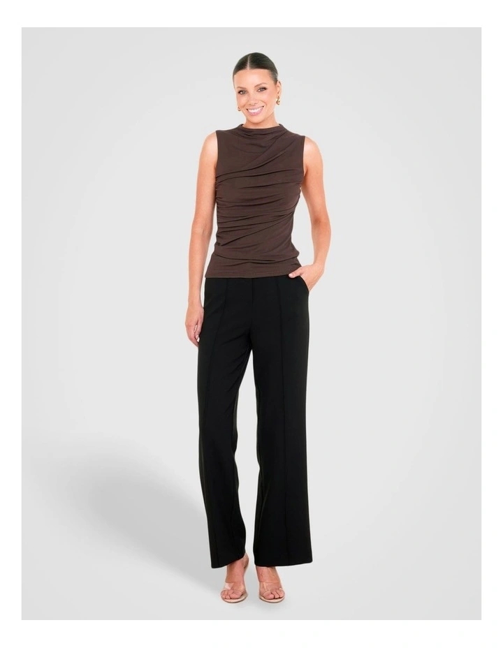 Greco Gathered Mesh Top in Brown image 6