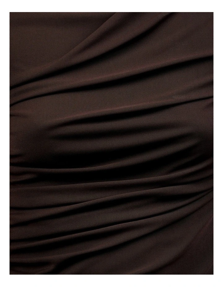 Greco Gathered Mesh Top in Brown image 7