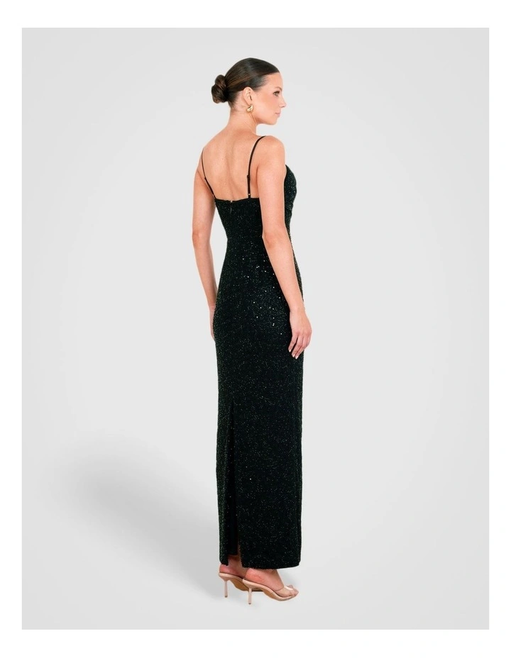 Lalor Cowl Neck Beaded Gown in Black image 2