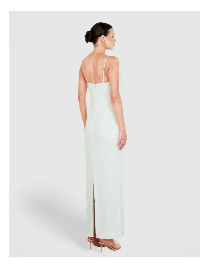 Lalor Cowl Neck Beaded Gown in White image 2