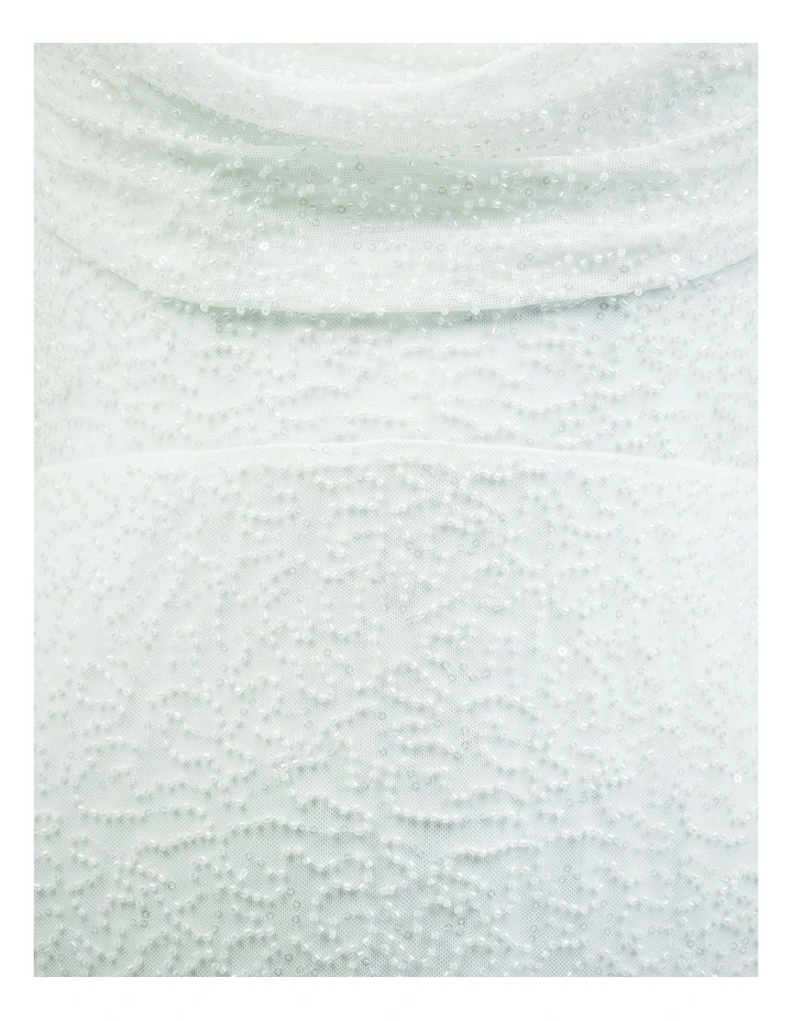 Lalor Cowl Neck Beaded Gown in White image 6