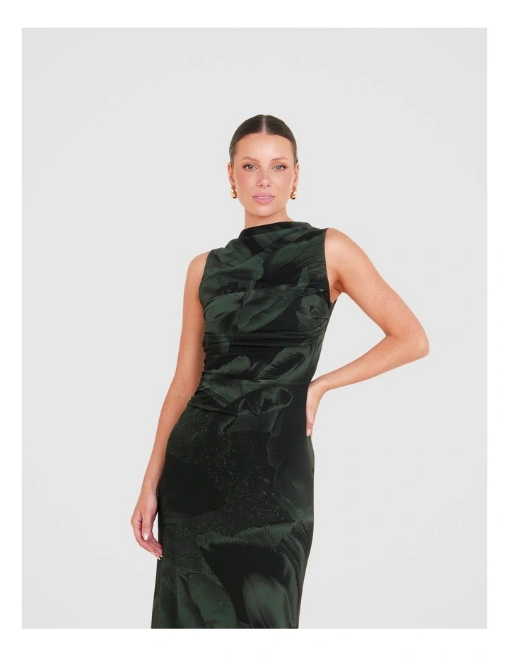 Uliana Gathered Midi Dress in Black image 5