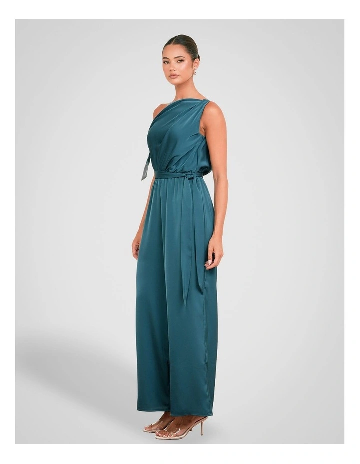 Quentina Asymmetric Jumpsuit in Teal image 3