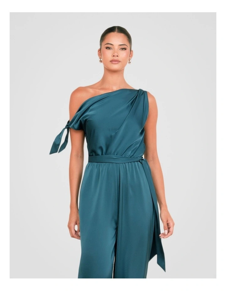 Quentina Asymmetric Jumpsuit in Teal image 4