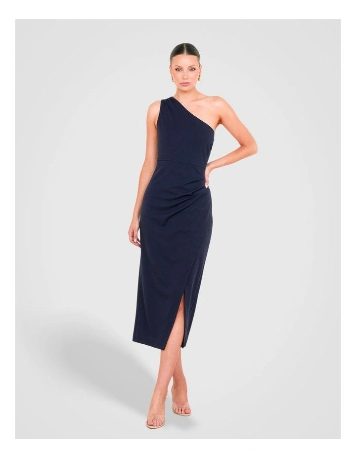Goya One Shoulder Midi Dress in Blue image 1