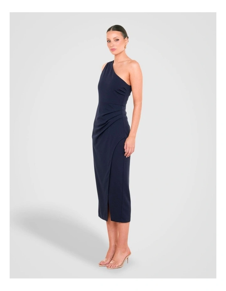 Goya One Shoulder Midi Dress in Blue image 3
