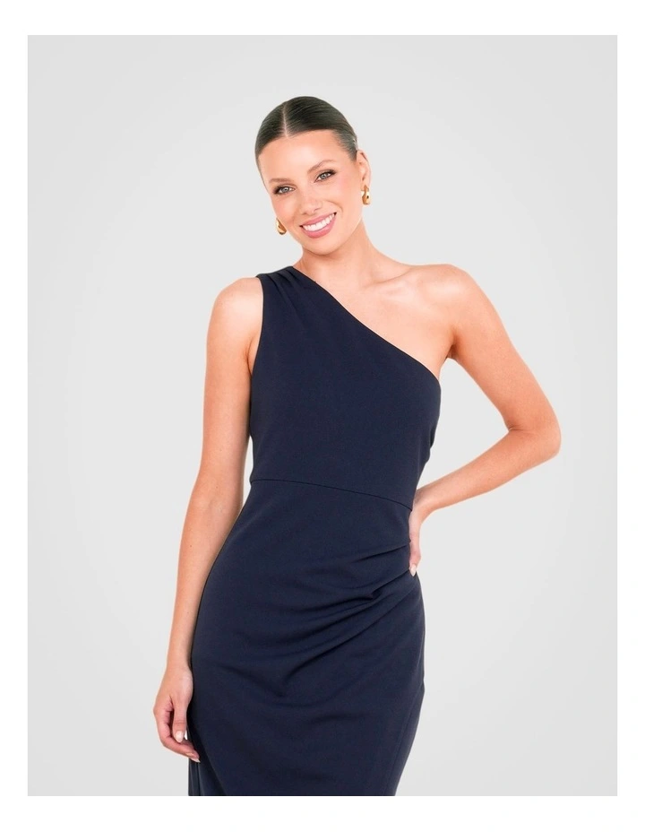 Goya One Shoulder Midi Dress in Blue image 4