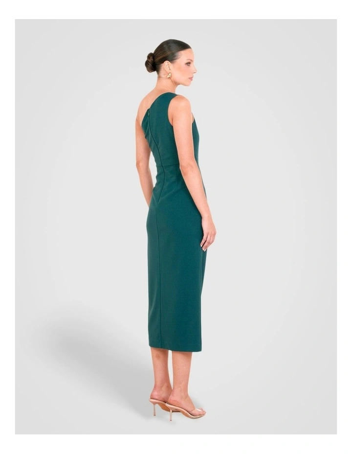 Goya One Shoulder Midi Dress in Green image 2