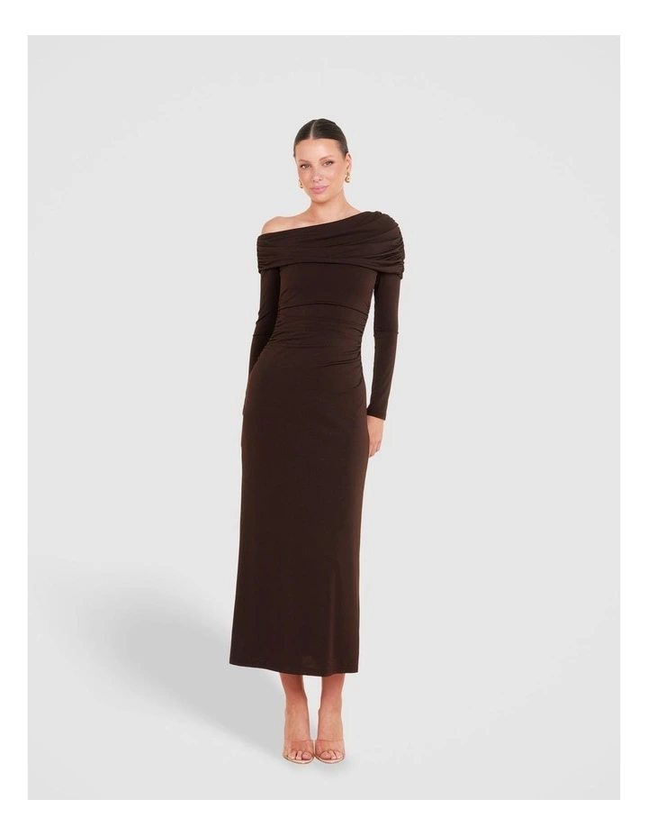 Palmer Off Shoulder Maxi Dress in Taupe image 1