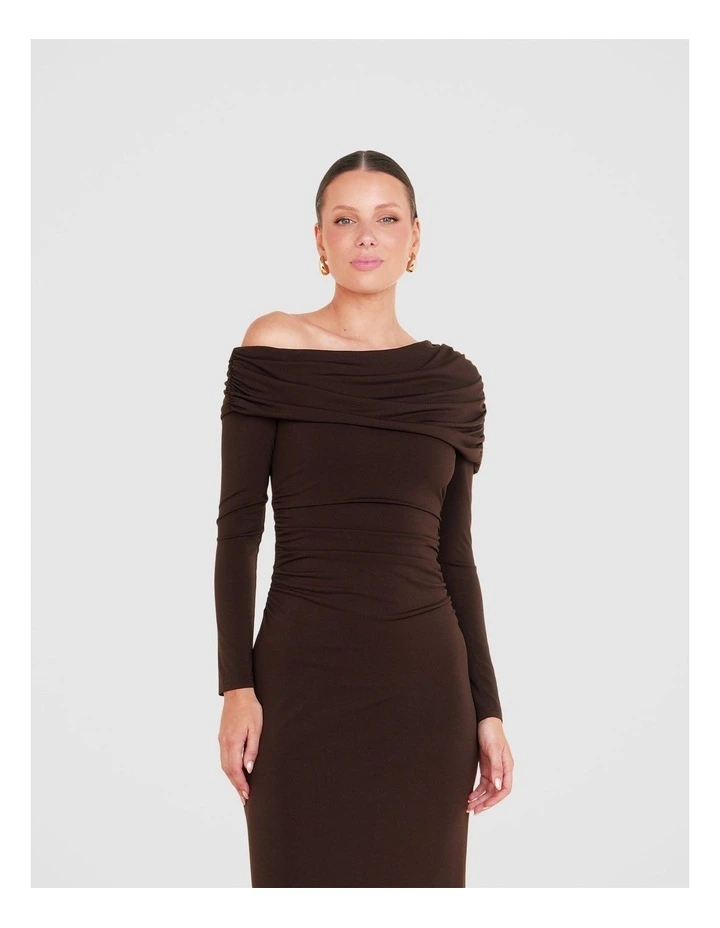 Palmer Off Shoulder Maxi Dress in Taupe image 4