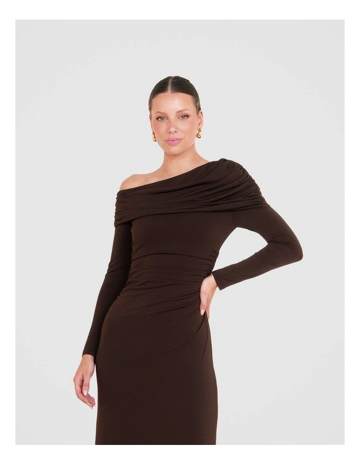 Palmer Off Shoulder Maxi Dress in Taupe image 5