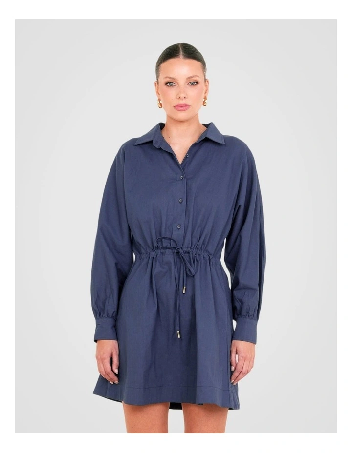 Kristy Mini Shirt Dress in Blue image 1