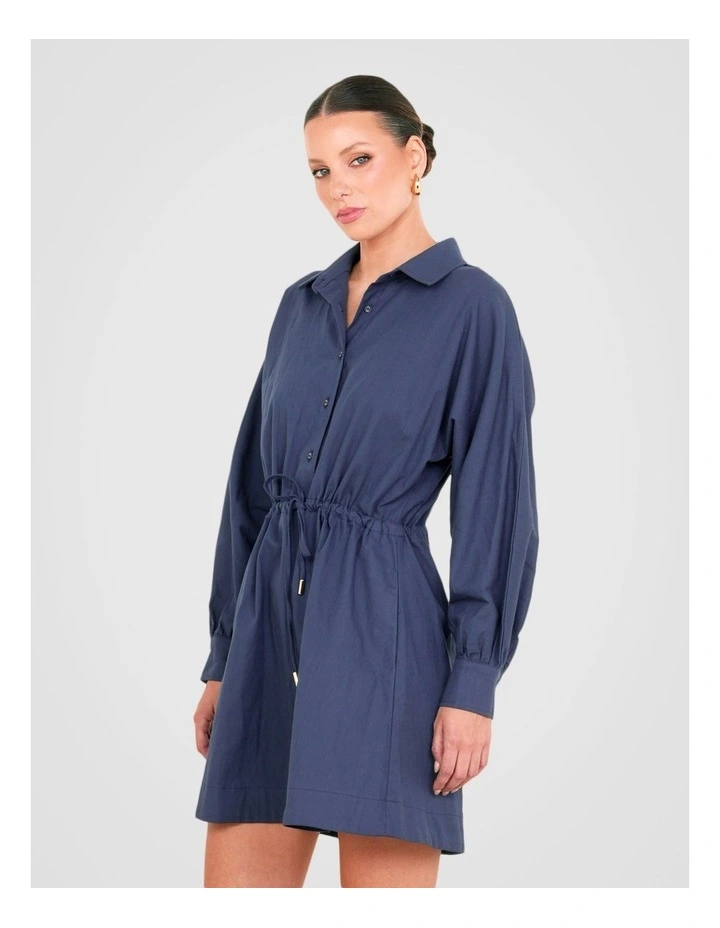 Kristy Mini Shirt Dress in Blue image 3