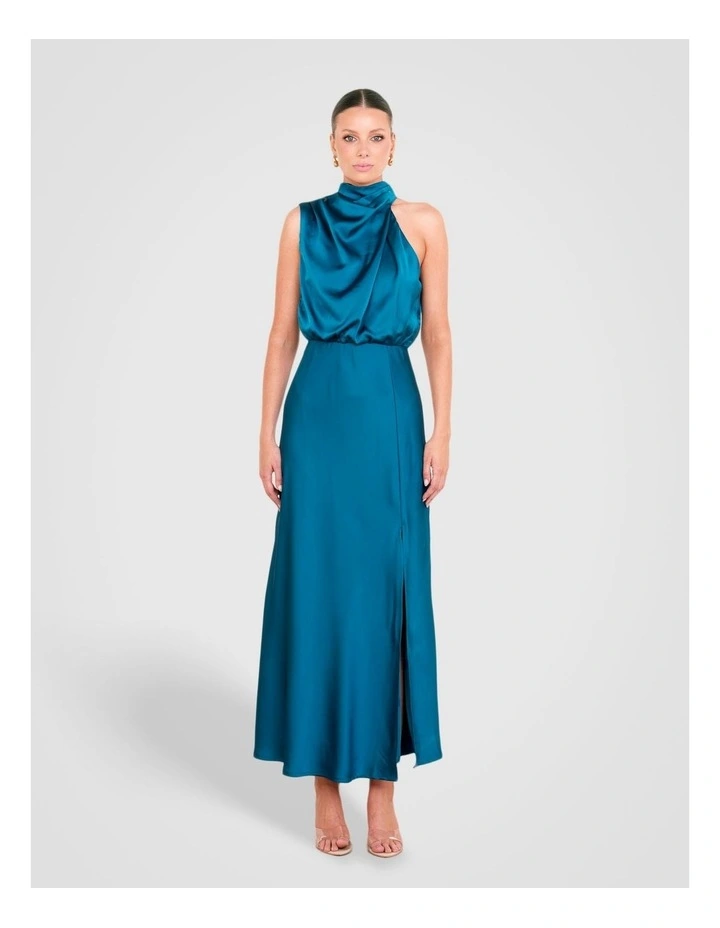 Como High Neck Midi Dress in Blue image 1