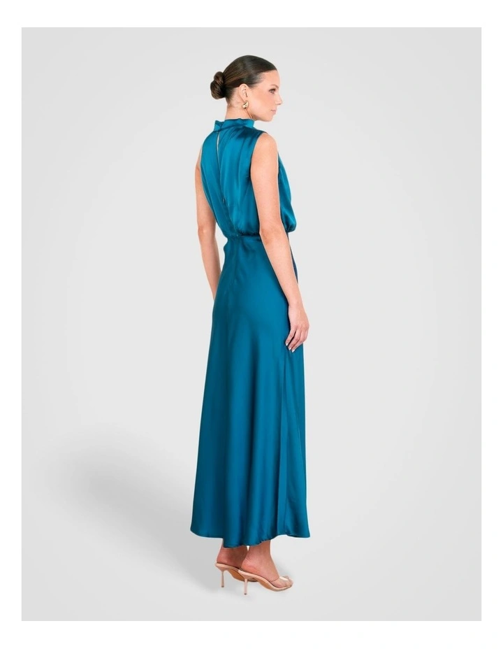 Como High Neck Midi Dress in Blue image 2