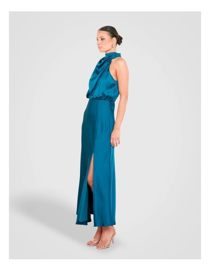 Como High Neck Midi Dress in Blue image 3