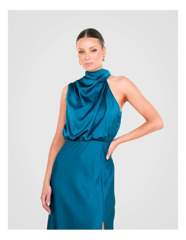 Como High Neck Midi Dress in Blue image 4