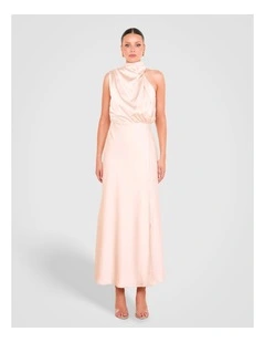 Como High Neck Midi Dress in Cream
