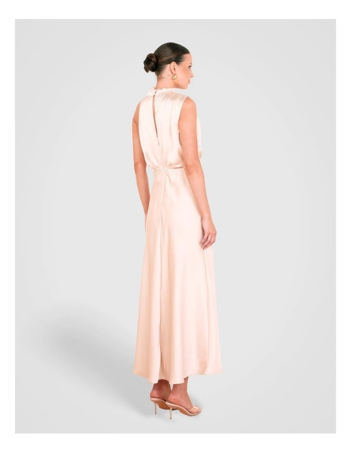 Como High Neck Midi Dress in Cream image 2