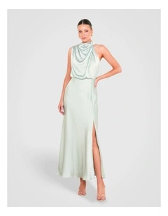 Como High Neck Midi Dress in Green