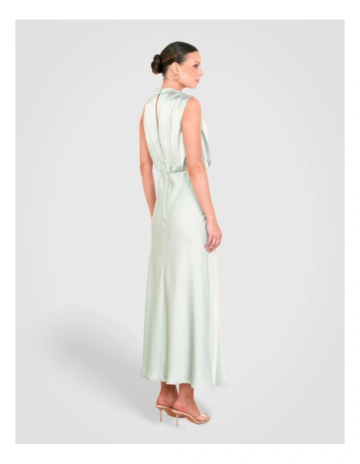 Como High Neck Midi Dress in Green image 2