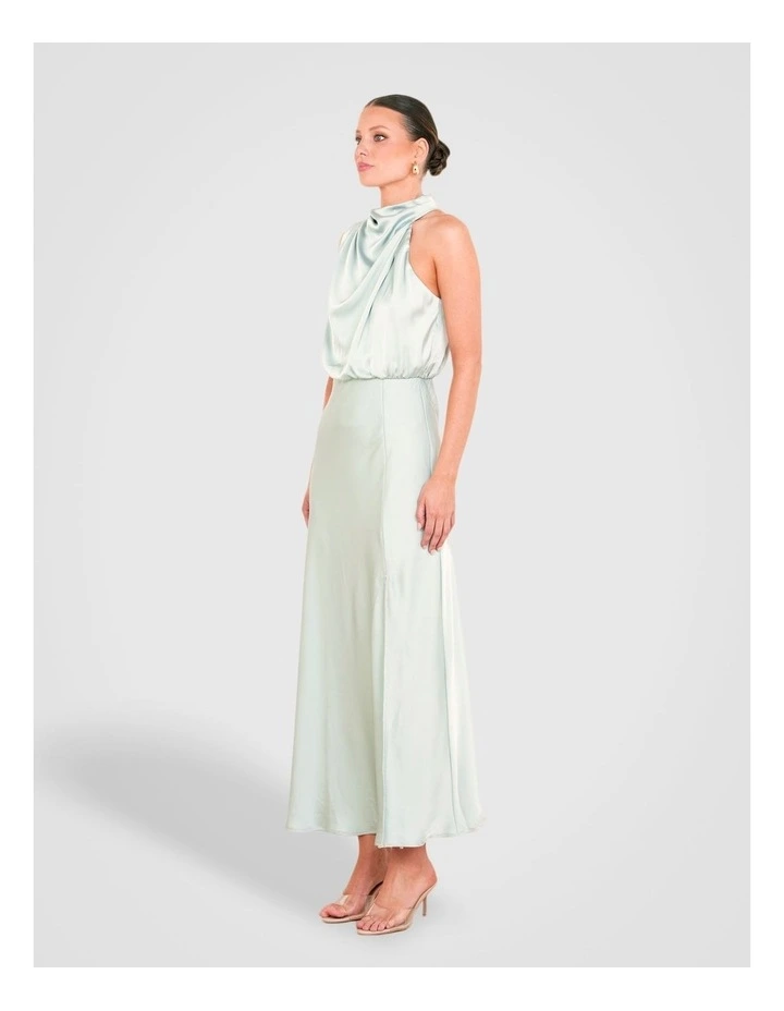 Como High Neck Midi Dress in Green image 3