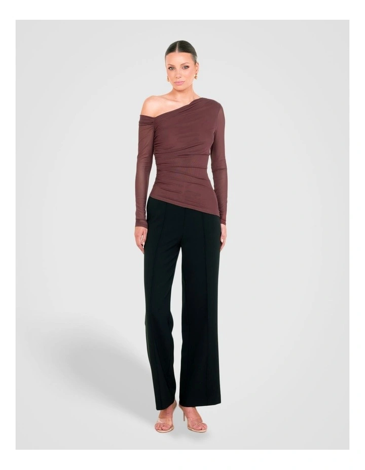 Kerrie Mesh Long Sleeve Top in Brown image 5