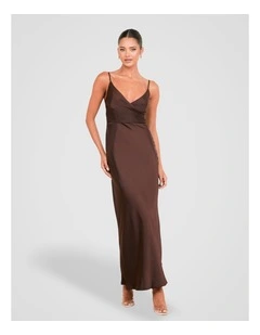 Yara Wrap Maxi Dress in Brown