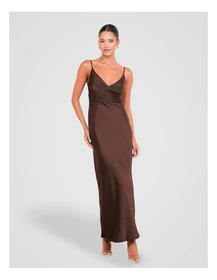 Yara Wrap Maxi Dress in Brown image 1