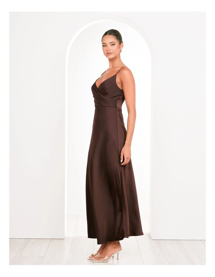 Yara Wrap Maxi Dress in Brown image 3