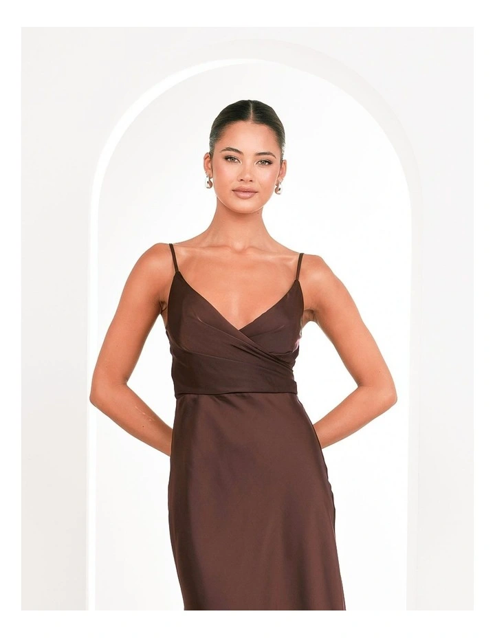 Yara Wrap Maxi Dress in Brown image 4