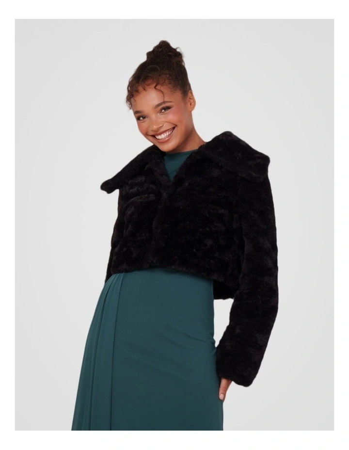Marlow Faux Fur Jacket in Black image 4