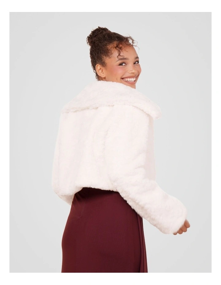 Marlow Faux Fur Jacket in Ivory image 2
